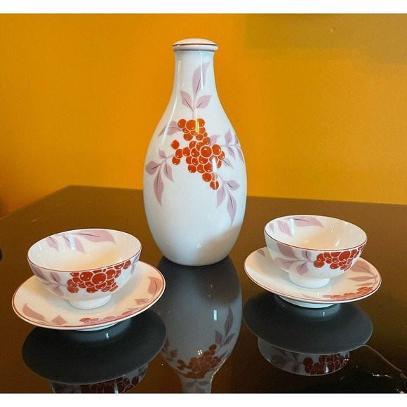 Other - Japanese Tea Sake Sakura Cherry Blossom Berry DELICATE 6pc set Cup And Pitcher